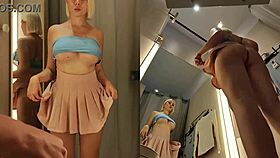 hey hidden cam catches juicy pussy upskirt flash in dressing room no panties