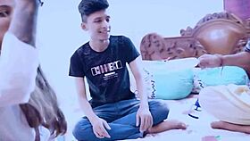 Exotic 18yo Indian amateur creampied by teacher in bedroom orgy