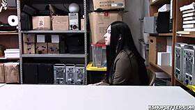 narrative shoplifter with massive tits gets groped hard by security officer in backroom bust
