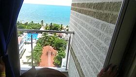 Beachfront hotel pounded hard by horny worker intense action