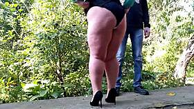 i spy curvy mature bbw flashing hairy pussy peeing wildly on public street like slut