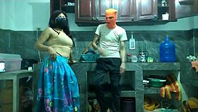 From flaccid to monster erect, watch this 25yo brunette stroke big cock in kitchen for best friend?