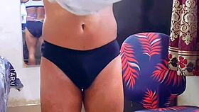 she gets feminized curves squeezed before work pov street tease muscular body jeans panties reveal