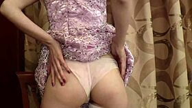 redhead cutie slowly strips white stockings teasing every inch revealed