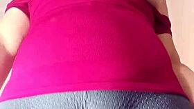 hey check this latina milf flashing her huge cameltoe pussy lips