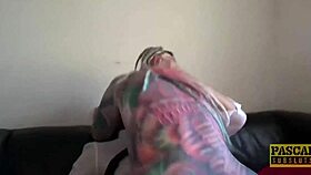 PASCAL'S INKED PIGGY BANGS MOUTH SWALLOWS HUGE CUM!