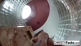 Brunette Christy and Tattooed Dahlia Lick Pussy in Hot Lesbian Shower BTS Fun