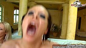 passionate ecstasy grips two models in hardcore group pounding