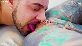 tattooed goth pornstar gapes atm from huge italian cock cumshot covers her entirely