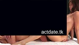 Two sexy babes hook up for wild threesome action