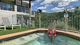 Wife Dares To Flash Massive Tits At Hotel Pool Publicly