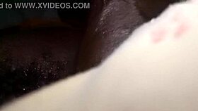 i spread her big ebony ass on bed fuck tight pussy creampie inside