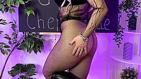 oh damn watch her slide into sexy fishnet nylons at the nylon club!