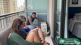 milfs team up with bbc maintenance tech for steamy session