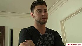 guy bends petite blonde girlfriend over for deepthroat blowjob and doggystyle pounding