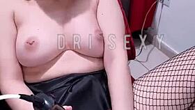 sexy brunette amateur rides dildo in tight pussy fantasy play