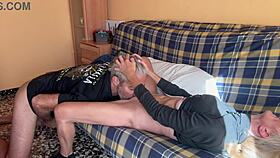 Homemade couple blows rides licks pussy missionary style