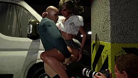 Teen Whore Teases with Big Cock Anal Ride in Car