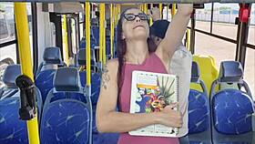 old man gropes bent over student doggystyle on public bus