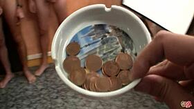 two spanish babes deepthroat blowbang swallowing massive bukkake loads