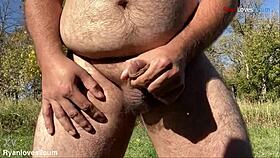 fall vibes got me so horny lets stroke cock outdoors barefoot and naked part two