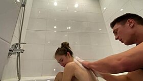 Stepdaughter tempts stepfather with steamy bathroom seduction urges