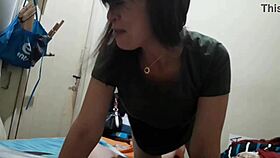 beautiful latina redhead housewife in bedroom begs amateur guy to stop filming and fuck her hungry ass