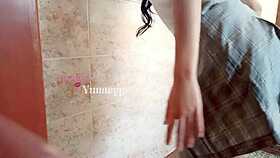 Latina student slut skirt lifted bathroom penetration