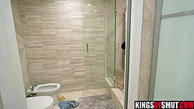 spying on tattooed milf's pussy turns into hot licking blowjob and young guy pounding