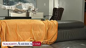 serena gets wildly horny and rides big cock hard on the living room couch