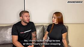 Redhead beauty, spread those legs—tell me how wet your big pussy gets in this interview