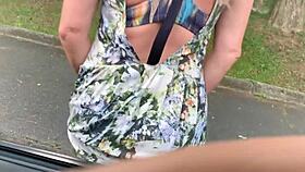 heart races as stranger jerks my big cock on street while wife nears the shop