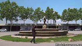 Watch Spanish hottie get gangbanged hard in public!