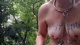 bound french slave humiliated outdoors chained forest doggystyle vibrator orgasm