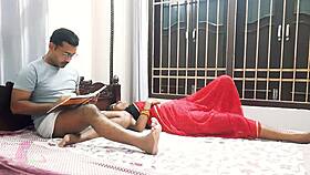 Indian milf in red saree delivers hot sex scenes