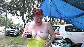 Trashy Kiwi Milf's Blatant Public Pussy Display Holiday Park