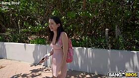 brunette babe pays school loans riding big cock to creampie