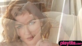 Petite tattooed brunette with big boobs strips outdoors, showing off her sexy curves