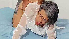 Latina housewife screams in bed while getting fingered and licked hard.