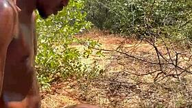 Amateur ebony couple rips clothes for juicy homemade outdoor creampie pounding