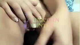 Black dildo stretches my tight little pussy till I explode