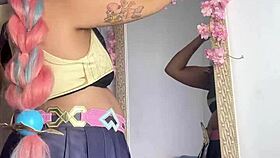 chubby ebony babe slips into varesa genshin cosplay