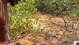 Amateur ebony couple rips clothes for juicy homemade outdoor creampie pounding