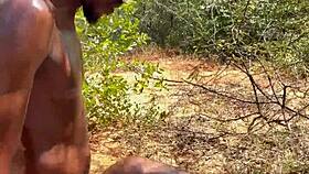 Amateur ebony couple rips clothes for juicy homemade outdoor creampie pounding