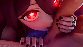 vicineko delivers intense BLOWJOB to hu tao in erotic encounter