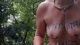 bound french slave humiliated outdoors chained forest doggystyle vibrator orgasm