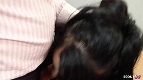 Hey, Kerry Louise rocks black stockings as mature secretary with older boss in office