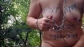 bound french slave humiliated outdoors chained forest doggystyle vibrator orgasm