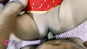 Indian milf in red saree delivers hot sex scenes