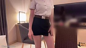 Skinny student bends for creampie in hotel.